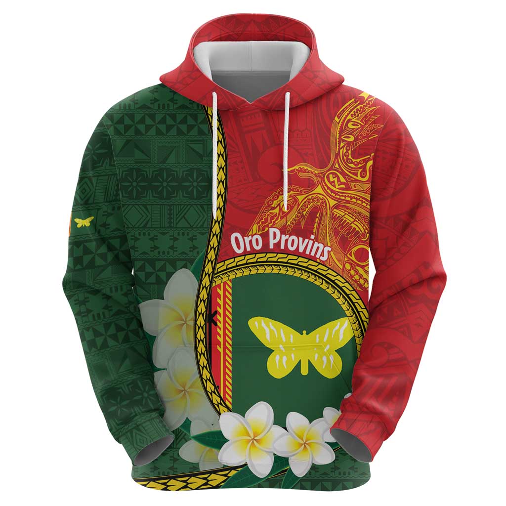 Personalised PNG Oro Provins Hoodie Papua New Guinea Plumeria Melanesian Pattern - Polynesian Pride