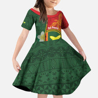 Personalised PNG Oro Provins Kid Short Sleeve Dress Papua New Guinea Plumeria Melanesian Pattern - Polynesian Pride