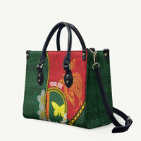 Personalised PNG Oro Provins Leather Bag Papua New Guinea Plumeria Melanesian Pattern - Polynesian Pride