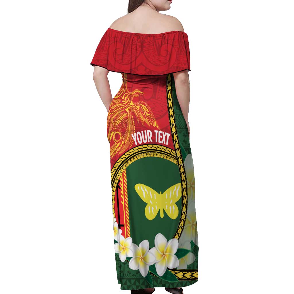 Personalised PNG Oro Provins Off Shoulder Maxi Dress Papua New Guinea Plumeria Melanesian Pattern - Polynesian Pride