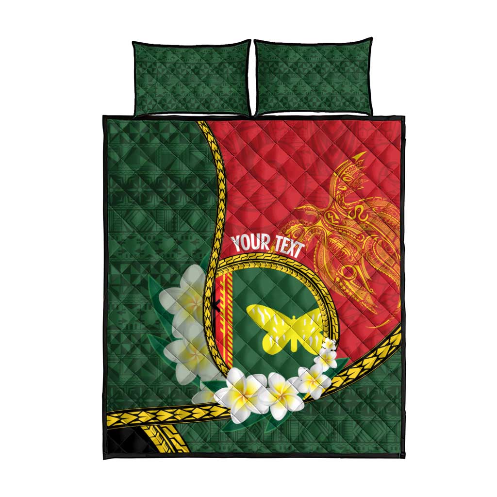 Personalised PNG Oro Provins Quilt Bed Set Papua New Guinea Plumeria Melanesian Pattern - Polynesian Pride
