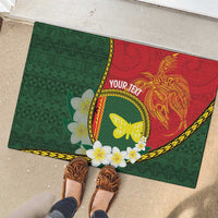 Personalised PNG Oro Provins Rubber Doormat Papua New Guinea Plumeria Melanesian Pattern - Polynesian Pride