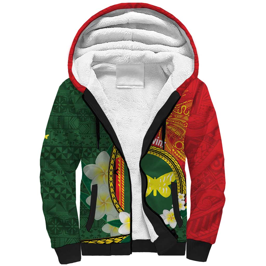 Personalised PNG Oro Provins Sherpa Hoodie Papua New Guinea Plumeria Melanesian Pattern - Polynesian Pride