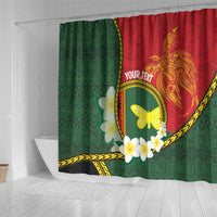 Personalised PNG Oro Provins Shower Curtain Papua New Guinea Plumeria Melanesian Pattern - Polynesian Pride