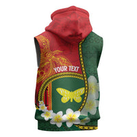 Personalised PNG Oro Provins Sleeveless Hoodie Papua New Guinea Plumeria Melanesian Pattern - Polynesian Pride