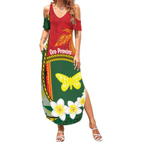 Personalised PNG Oro Provins Summer Maxi Dress Papua New Guinea Plumeria Melanesian Pattern - Polynesian Pride