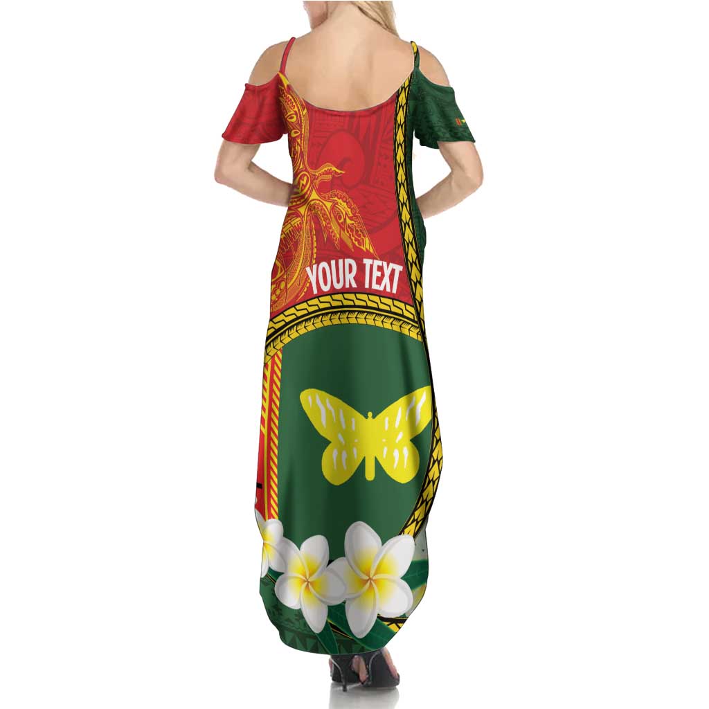 Personalised PNG Oro Provins Summer Maxi Dress Papua New Guinea Plumeria Melanesian Pattern - Polynesian Pride