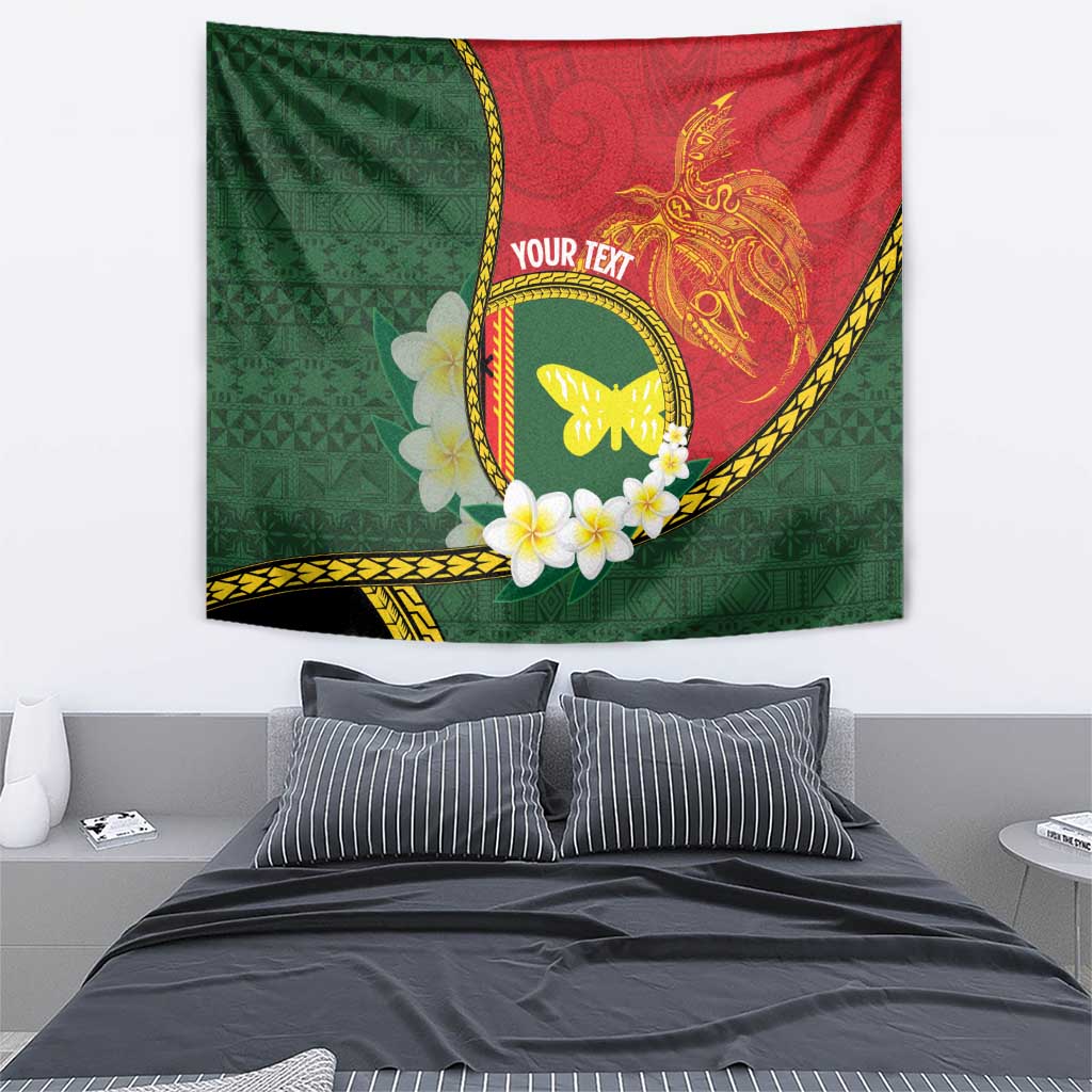 Personalised PNG Oro Provins Tapestry Papua New Guinea Plumeria Melanesian Pattern - Polynesian Pride