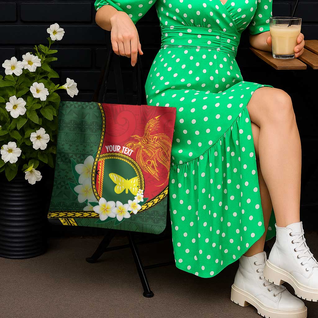 Personalised PNG Oro Provins Tote Bag Papua New Guinea Plumeria Melanesian Pattern - Polynesian Pride