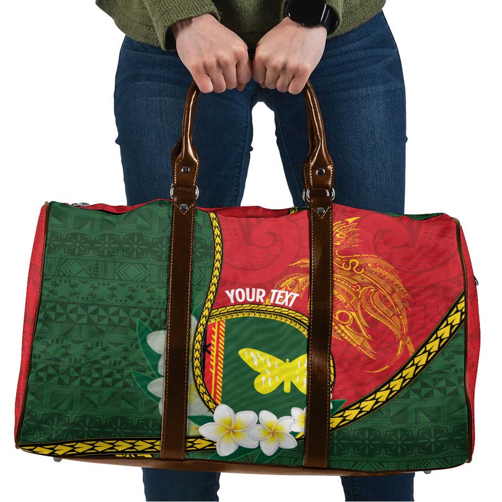 Personalised PNG Oro Provins Travel Bag Papua New Guinea Plumeria Melanesian Pattern - Polynesian Pride