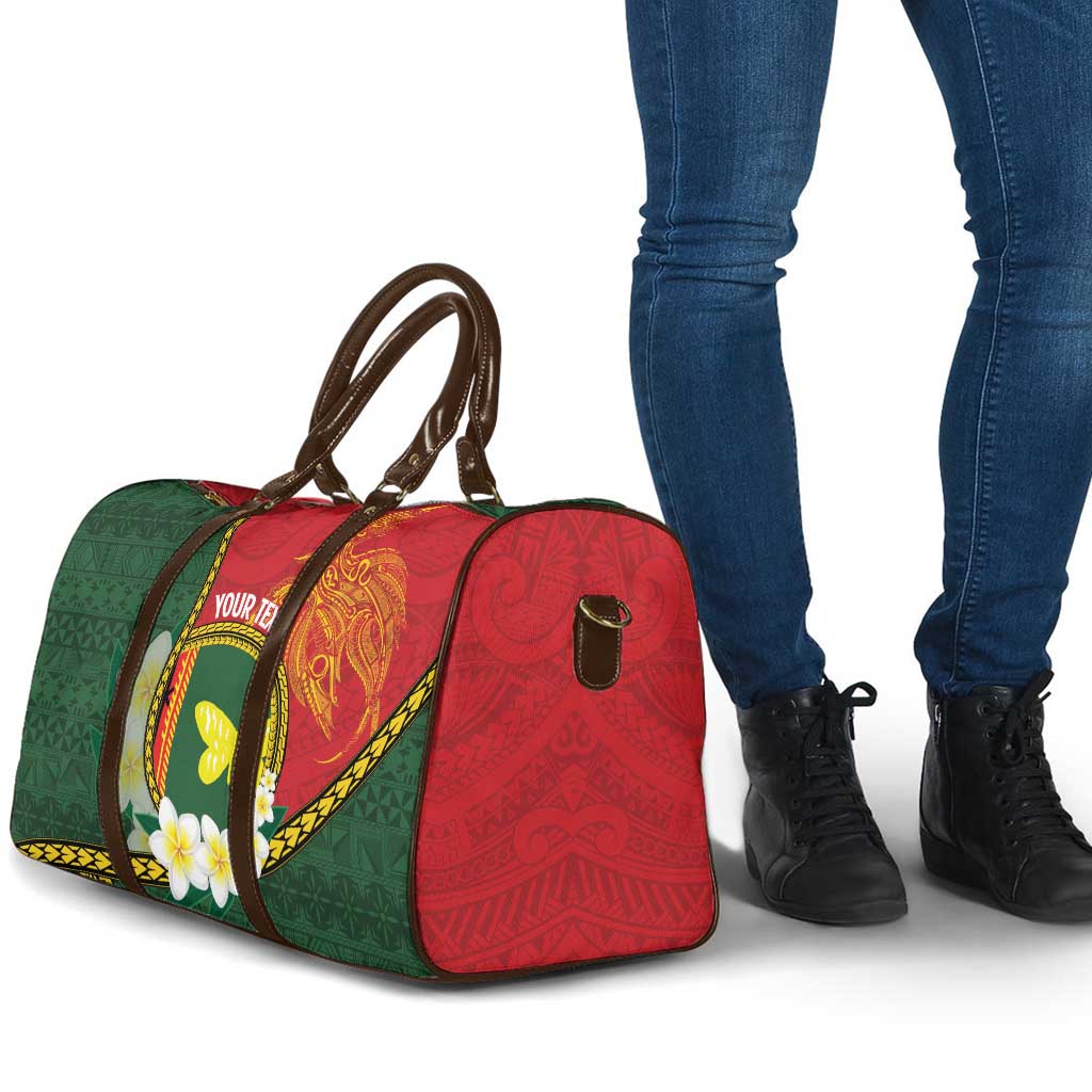 Personalised PNG Oro Provins Travel Bag Papua New Guinea Plumeria Melanesian Pattern - Polynesian Pride
