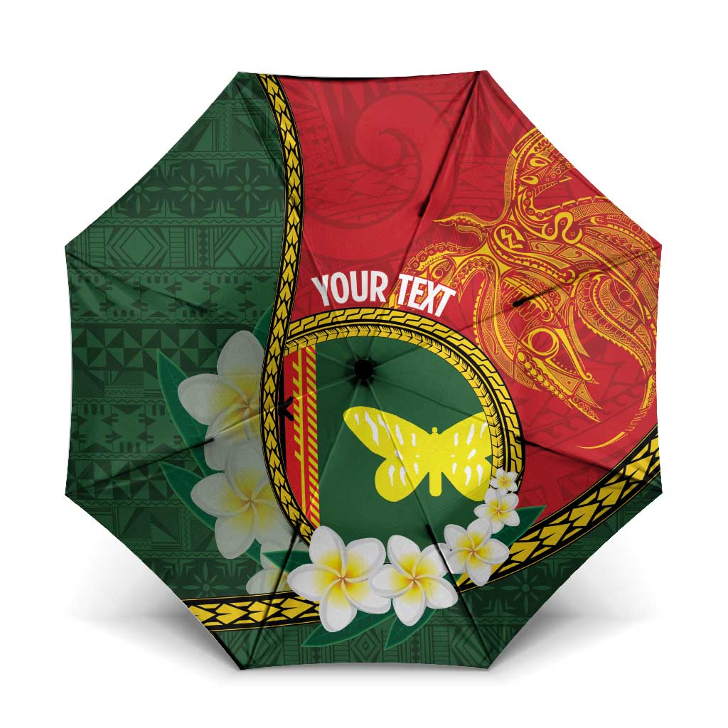 Personalised PNG Oro Provins Umbrella Papua New Guinea Plumeria Melanesian Pattern - Polynesian Pride