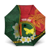 Personalised PNG Oro Provins Umbrella Papua New Guinea Plumeria Melanesian Pattern - Polynesian Pride