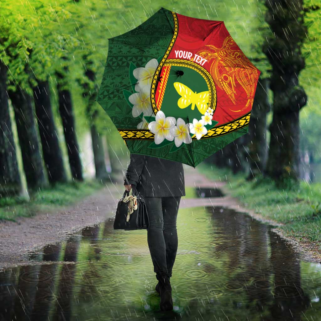 Personalised PNG Oro Provins Umbrella Papua New Guinea Plumeria Melanesian Pattern - Polynesian Pride
