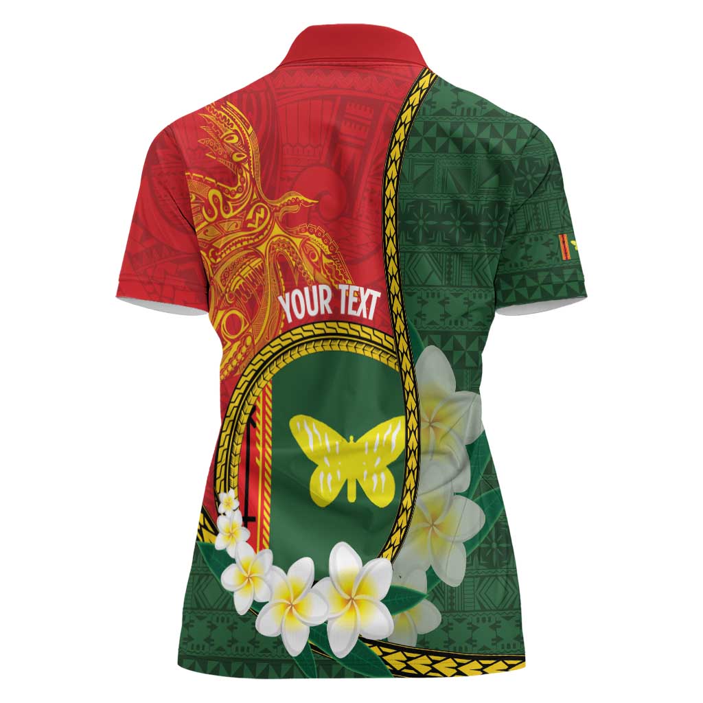 Personalised PNG Oro Provins Women Polo Shirt Papua New Guinea Plumeria Melanesian Pattern - Polynesian Pride