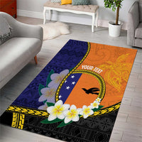 Personalised PNG Niu Ailan Area Rug Papua New Guinea Plumeria Melanesian Pattern - Polynesian Pride