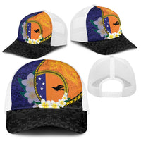 PNG Niu Ailan Baseball Net Cap Papua New Guinea Plumeria Melanesian Pattern - Polynesian Pride