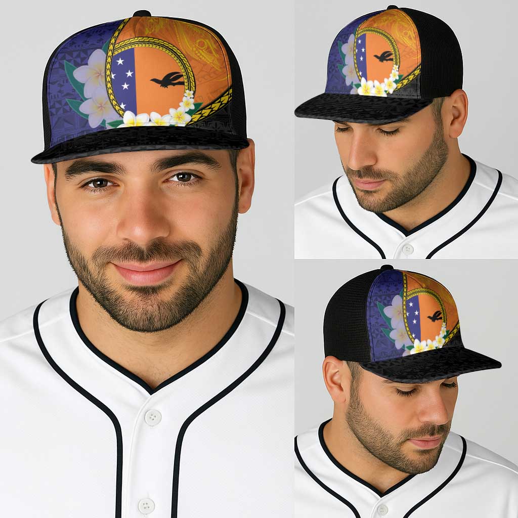 PNG Niu Ailan Baseball Net Cap Papua New Guinea Plumeria Melanesian Pattern - Polynesian Pride