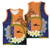 Personalised PNG Niu Ailan Basketball Jersey Papua New Guinea Plumeria Melanesian Pattern - Polynesian Pride
