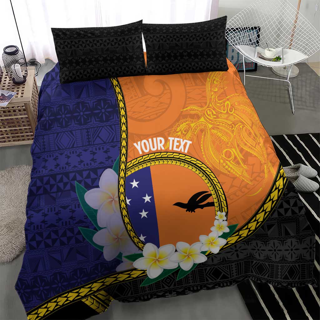 Personalised PNG Niu Ailan Bedding Set Papua New Guinea Plumeria Melanesian Pattern - Polynesian Pride