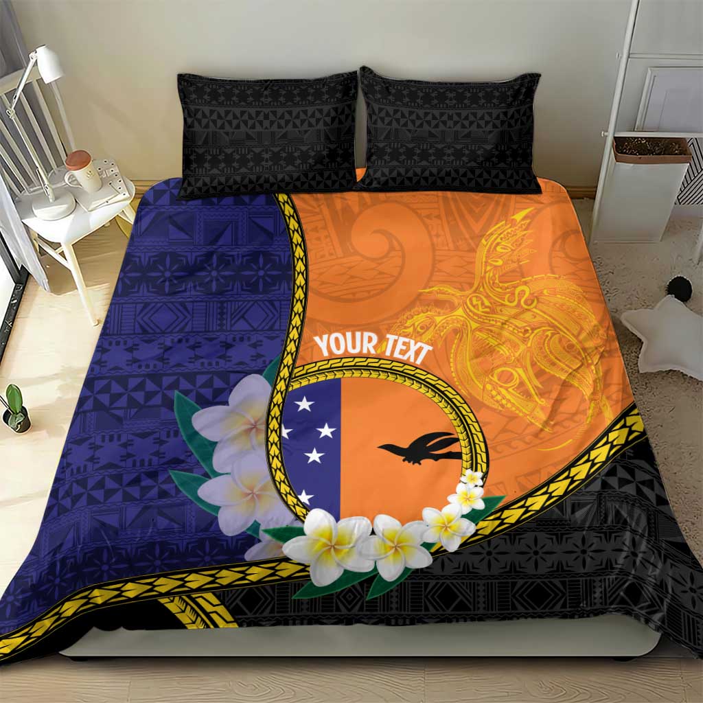 Personalised PNG Niu Ailan Bedding Set Papua New Guinea Plumeria Melanesian Pattern - Polynesian Pride