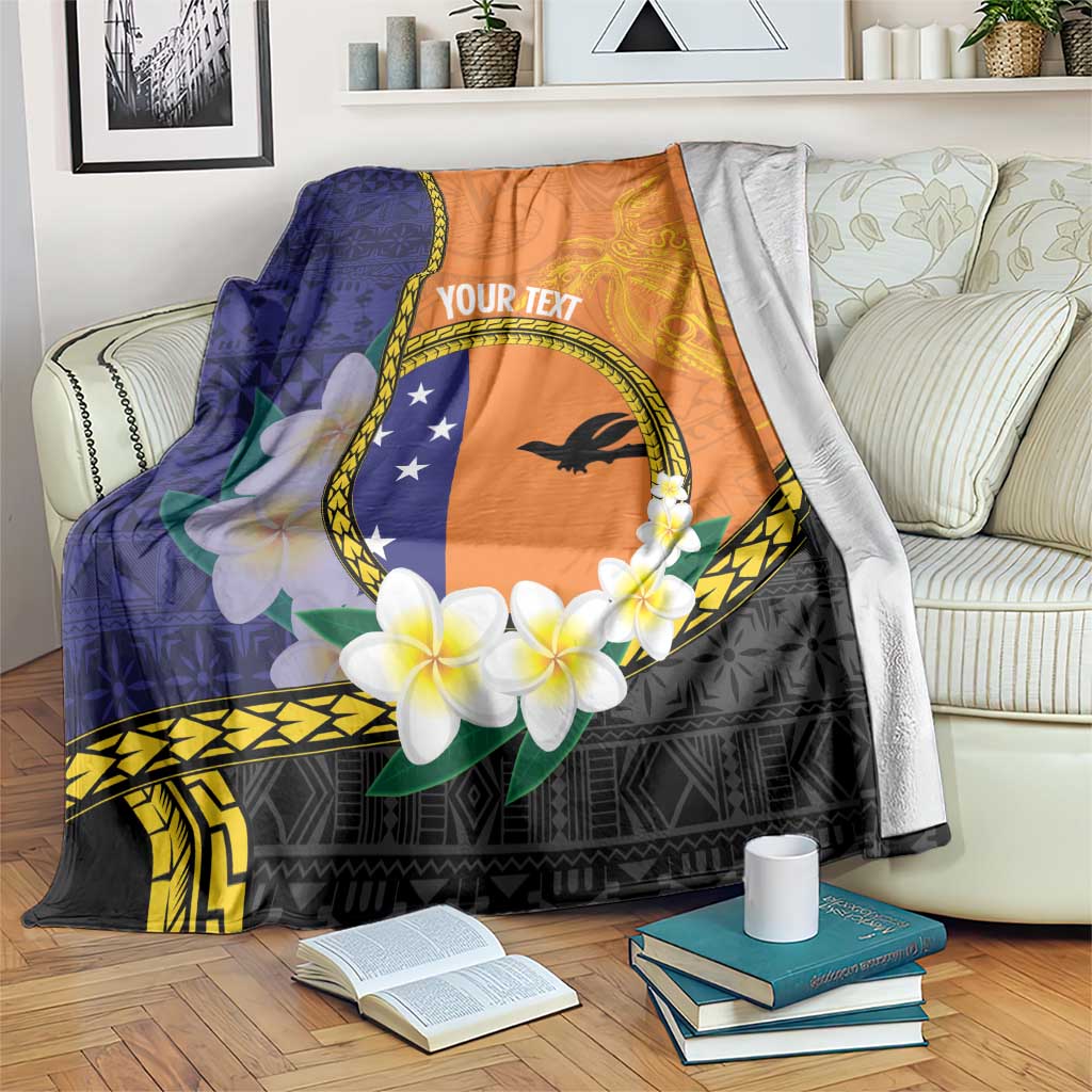 Personalised PNG Niu Ailan Blanket Papua New Guinea Plumeria Melanesian Pattern - Polynesian Pride