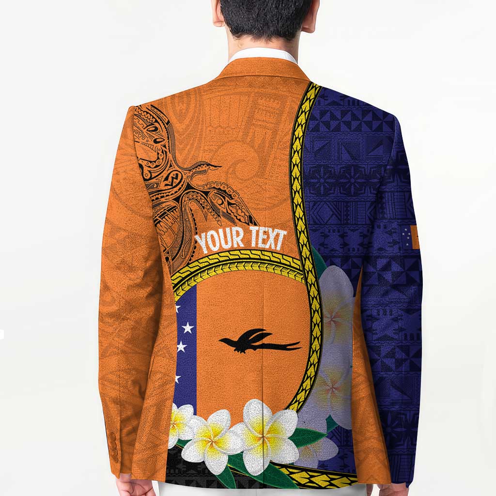 Personalised PNG Niu Ailan Blazer Papua New Guinea Plumeria Melanesian Pattern - Polynesian Pride
