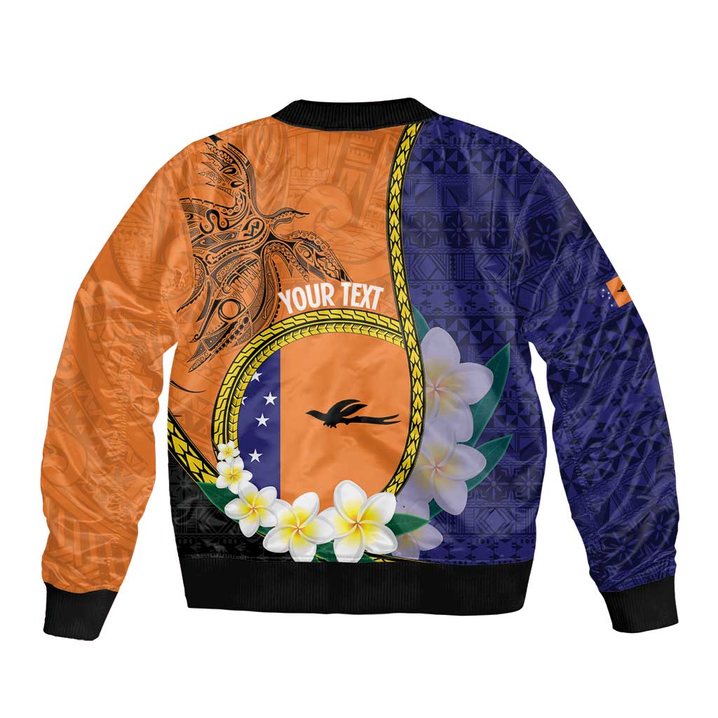 Personalised PNG Niu Ailan Bomber Jacket Papua New Guinea Plumeria Melanesian Pattern - Polynesian Pride