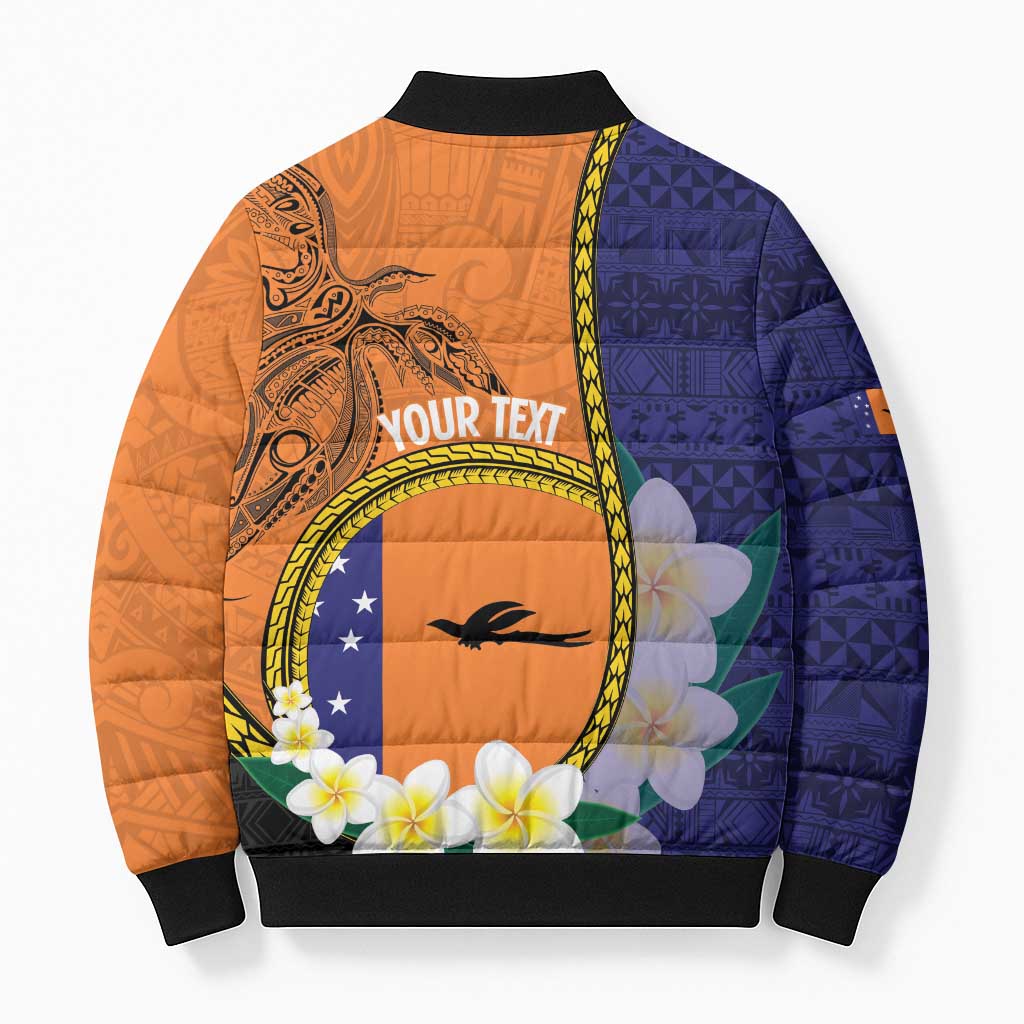 Personalised PNG Niu Ailan Bomber Puffer Jacket Papua New Guinea Plumeria Melanesian Pattern - Polynesian Pride