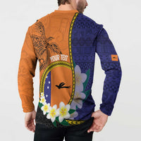 Personalised PNG Niu Ailan Button Sweatshirt Papua New Guinea Plumeria Melanesian Pattern - Polynesian Pride