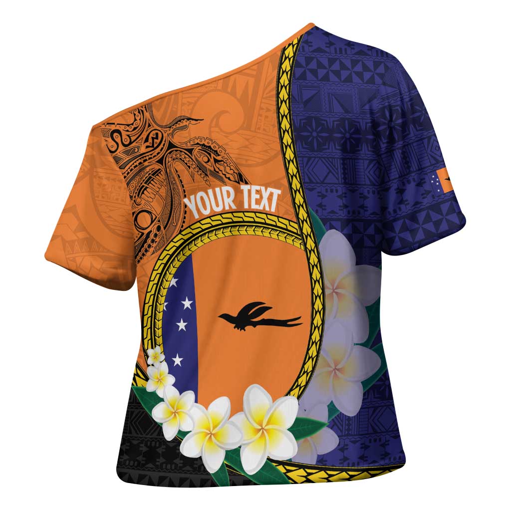 Personalised PNG Niu Ailan Cross Shoulder Shirt Papua New Guinea Plumeria Melanesian Pattern - Polynesian Pride