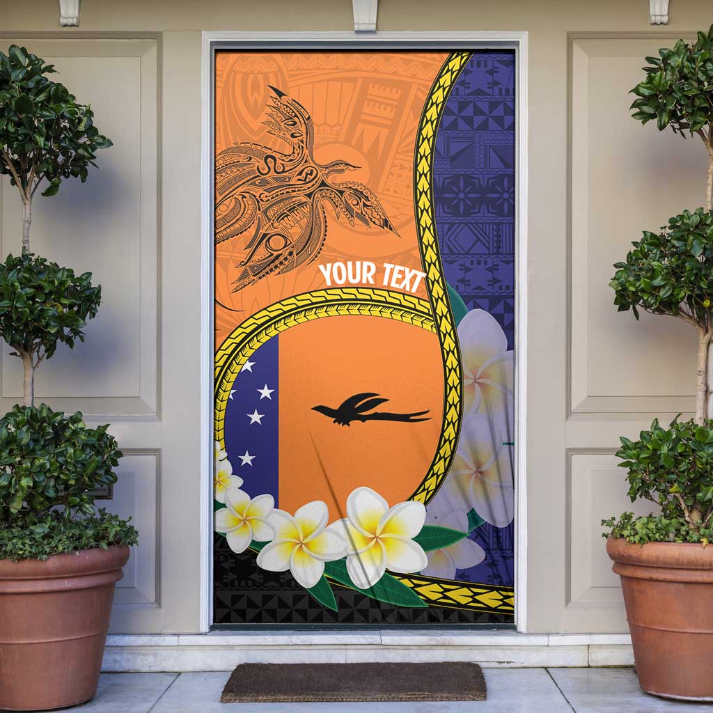 Personalised PNG Niu Ailan Door Cover Papua New Guinea Plumeria Melanesian Pattern - Polynesian Pride