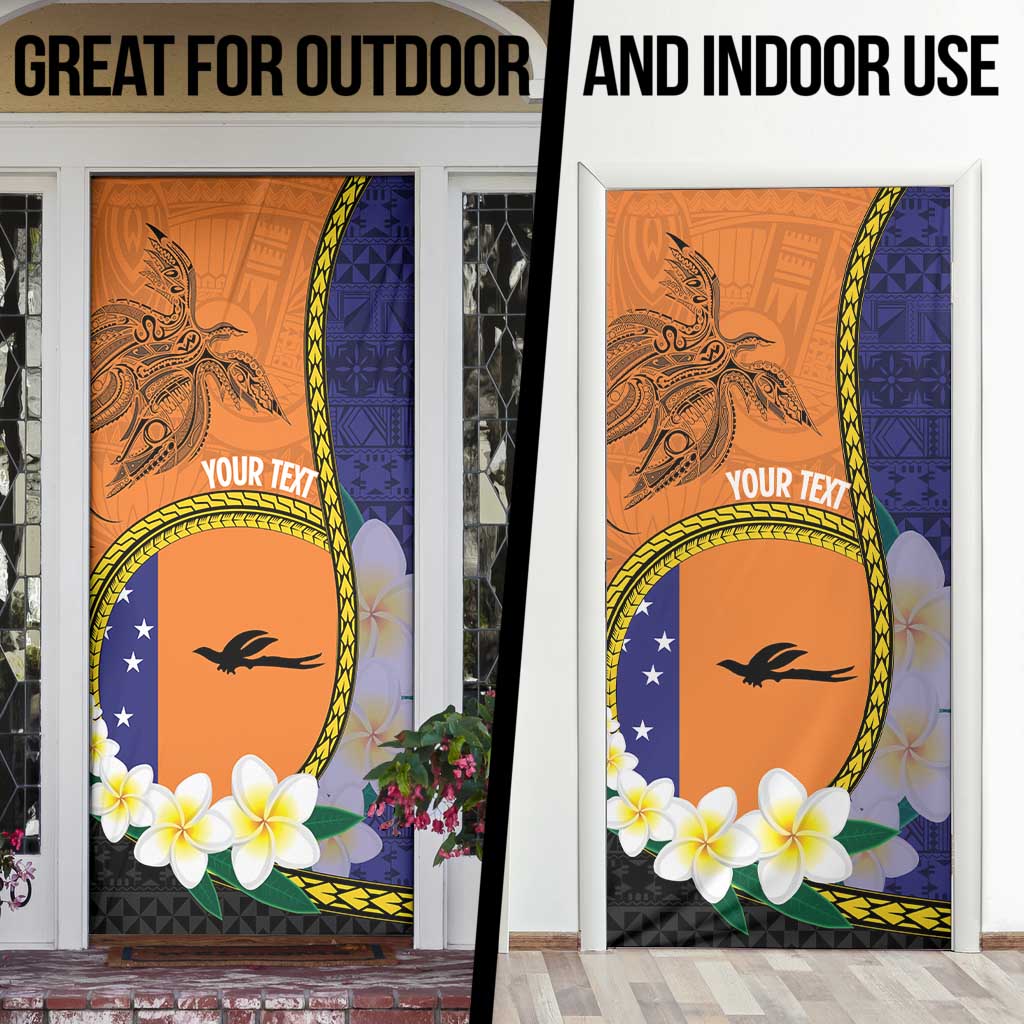 Personalised PNG Niu Ailan Door Cover Papua New Guinea Plumeria Melanesian Pattern - Polynesian Pride