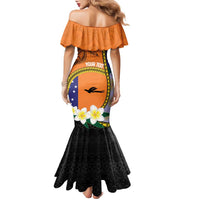 Personalised PNG Niu Ailan Family Matching Mermaid Dress and Hawaiian Shirt Papua New Guinea Plumeria Melanesian Pattern - Polynesian Pride