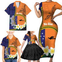 Personalised PNG Niu Ailan Family Matching Short Sleeve Bodycon Dress and Hawaiian Shirt Papua New Guinea Plumeria Melanesian Pattern - Polynesian Pride
