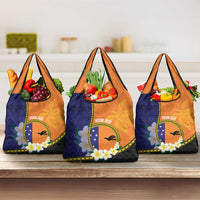 Personalised PNG Niu Ailan Grocery Bag Papua New Guinea Plumeria Melanesian Pattern - Polynesian Pride