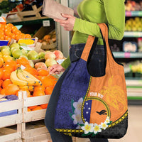Personalised PNG Niu Ailan Grocery Bag Papua New Guinea Plumeria Melanesian Pattern - Polynesian Pride