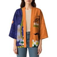Personalised PNG Niu Ailan Kimono Papua New Guinea Plumeria Melanesian Pattern - Polynesian Pride