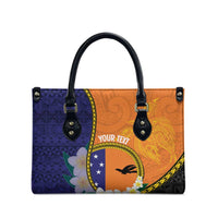 Personalised PNG Niu Ailan Leather Bag Papua New Guinea Plumeria Melanesian Pattern - Polynesian Pride