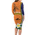 Personalised PNG Niu Ailan Long Sleeve Bodycon Dress Papua New Guinea Plumeria Melanesian Pattern - Polynesian Pride
