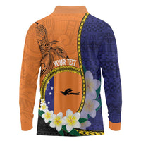Personalised PNG Niu Ailan Long Sleeve Polo Shirt Papua New Guinea Plumeria Melanesian Pattern - Polynesian Pride