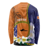 Personalised PNG Niu Ailan Long Sleeve Shirt Papua New Guinea Plumeria Melanesian Pattern - Polynesian Pride