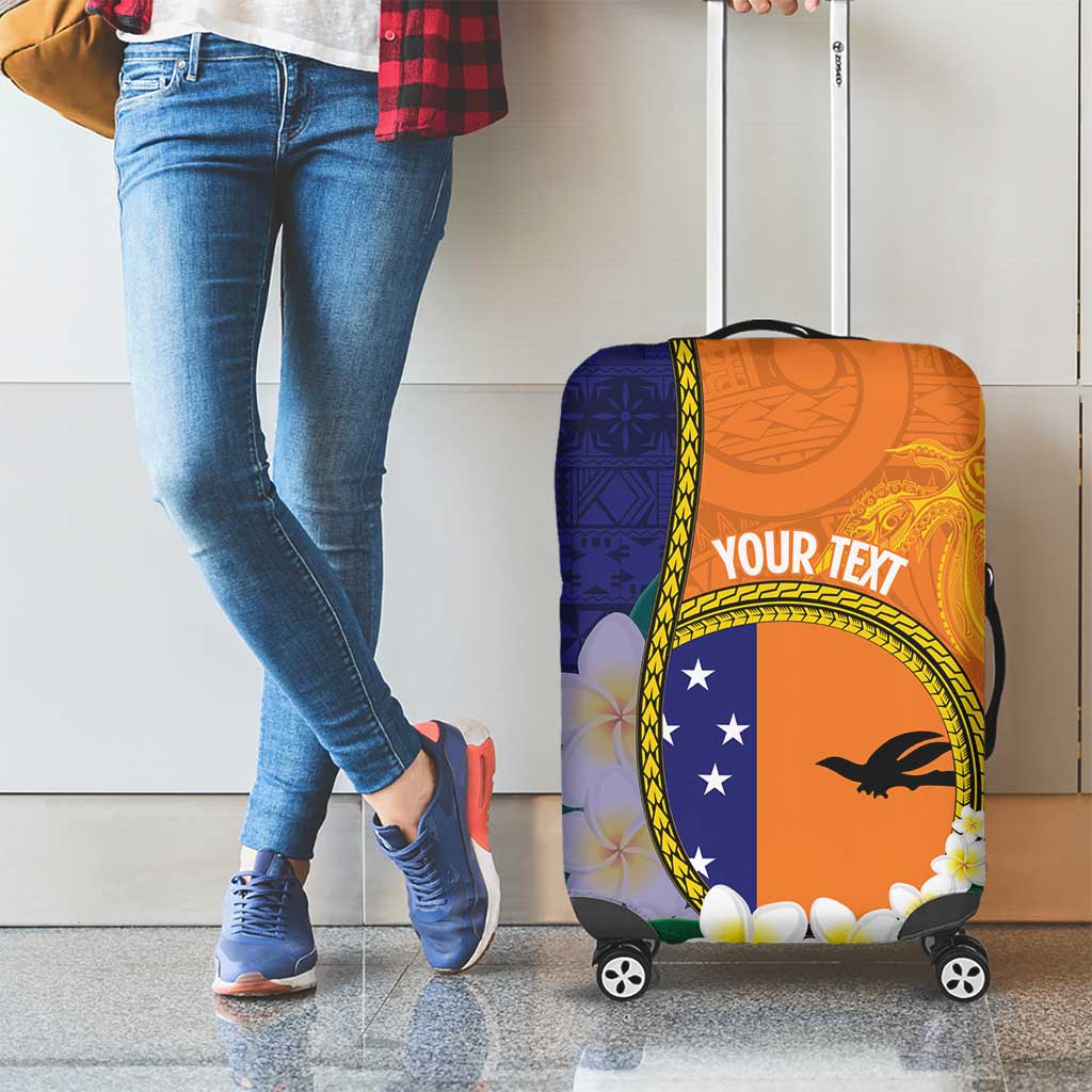 Personalised PNG Niu Ailan Luggage Cover Papua New Guinea Plumeria Melanesian Pattern - Polynesian Pride