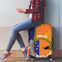 Personalised PNG Niu Ailan Luggage Cover Papua New Guinea Plumeria Melanesian Pattern - Polynesian Pride