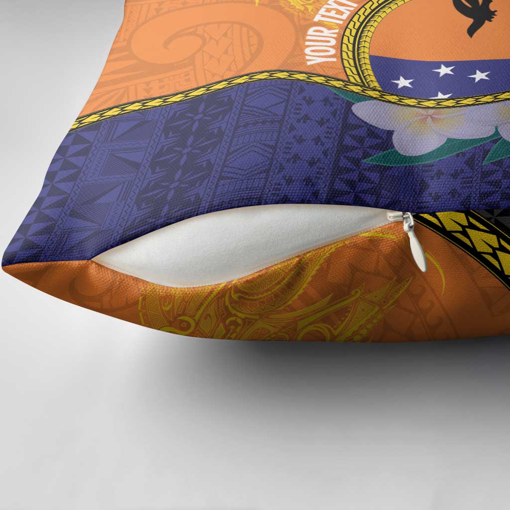 Personalised PNG Niu Ailan Pillow Cover Papua New Guinea Plumeria Melanesian Pattern - Polynesian Pride