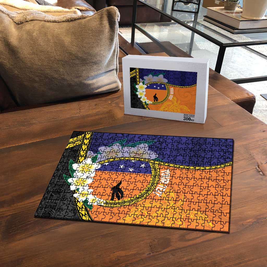 Personalised PNG Niu Ailan Puzzle Papua New Guinea Plumeria Melanesian Pattern - Polynesian Pride