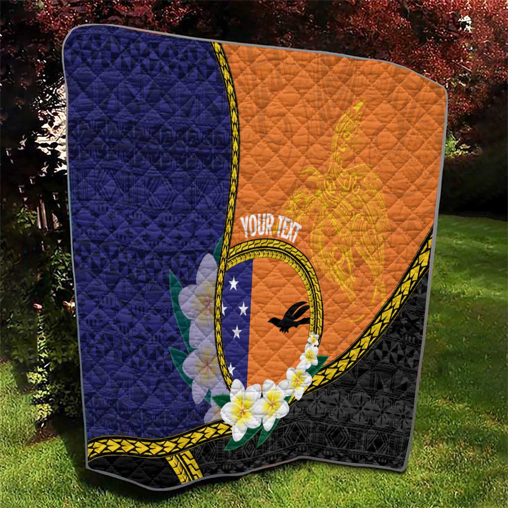 Personalised PNG Niu Ailan Quilt Papua New Guinea Plumeria Melanesian Pattern - Polynesian Pride