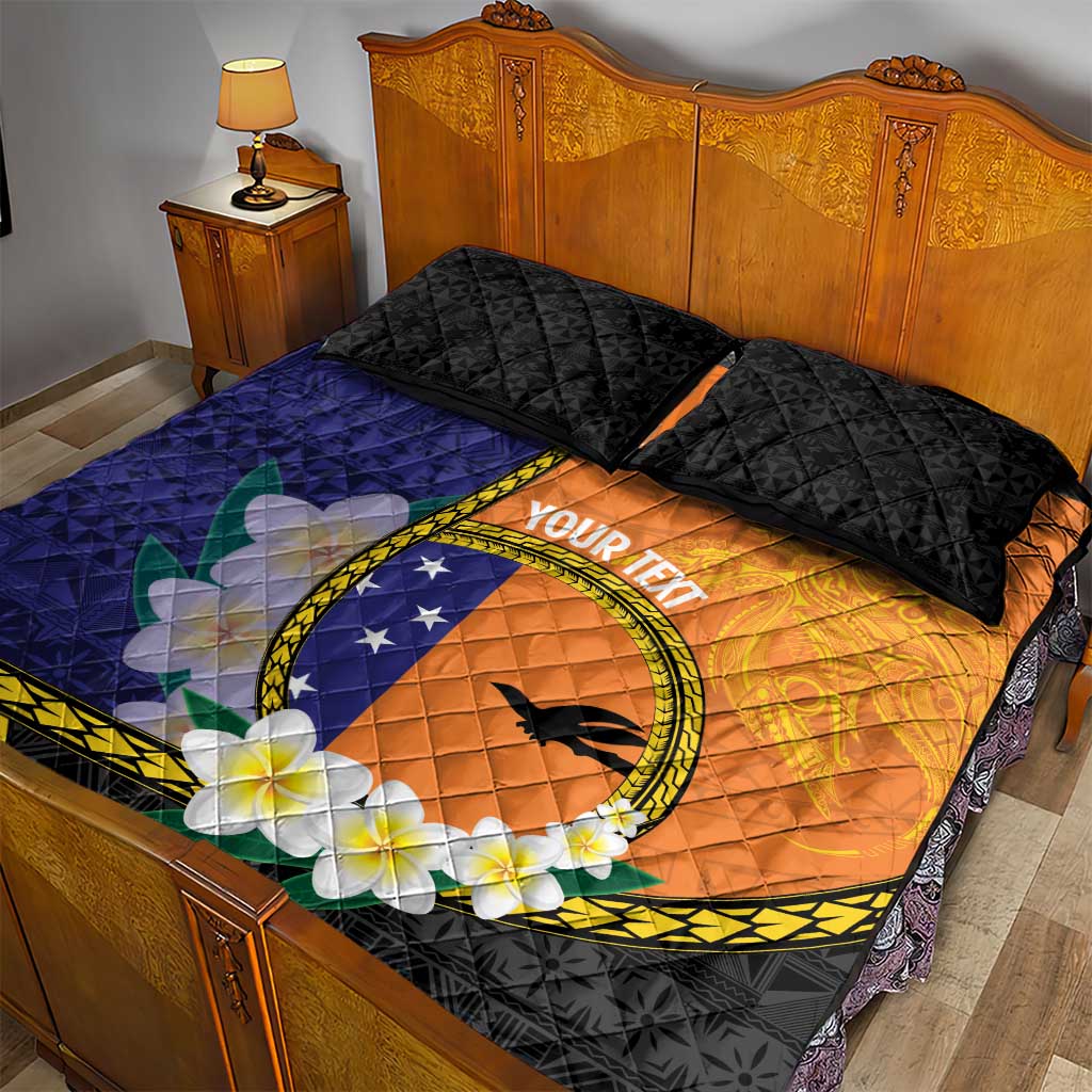 Personalised PNG Niu Ailan Quilt Bed Set Papua New Guinea Plumeria Melanesian Pattern - Polynesian Pride