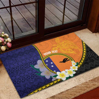 Personalised PNG Niu Ailan Rubber Doormat Papua New Guinea Plumeria Melanesian Pattern - Polynesian Pride