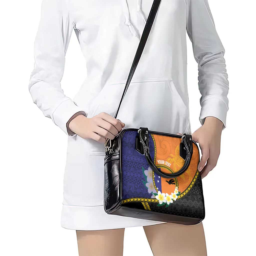 Personalised PNG Niu Ailan Shoulder Handbag Papua New Guinea Plumeria Melanesian Pattern - Polynesian Pride
